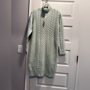 NWT Ann Taylor Mint Green Cable Knit Sweater Dress Medium